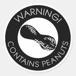 Sticker Rond Avertissement noir et blanc contenant le symbole d