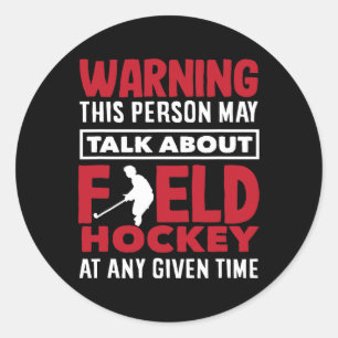 Sticker Rond Avertissement Parler de joueur de hockey sur gazon