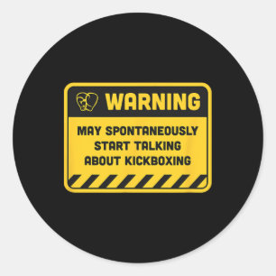 Sticker Rond Avertissement Peut Commencer à Parler Spontanément