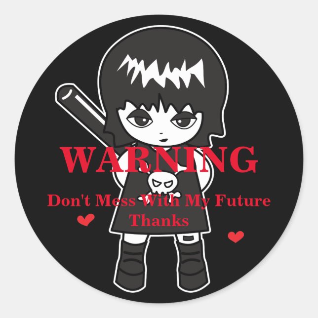 Sticker Rond Avertissement Princesse (Devant)