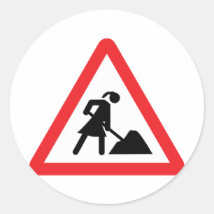 Sticker Rond avertissement sur les chantiers de construction po