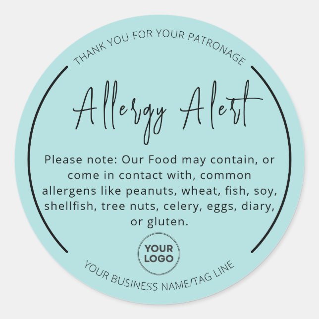 Sticker rond avertisseur d'allergie à la menthe (Devant)