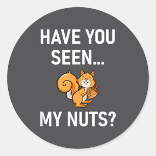 Sticker Rond Avez-vous vu mes noix, Squirrel Pun drôle, blagues