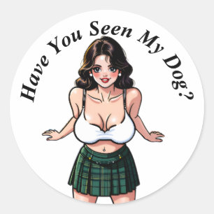 Sticker Rond Avez-vous vu mon chien ? Mange mûre