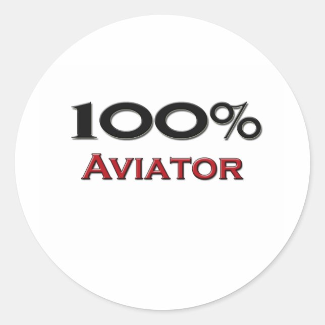 Sticker Rond Aviateur à 100 % (Devant)