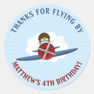 Sticker Rond Aviateur et son avion