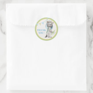 Sticker Rond Aviator Wolf Baby shower Merci