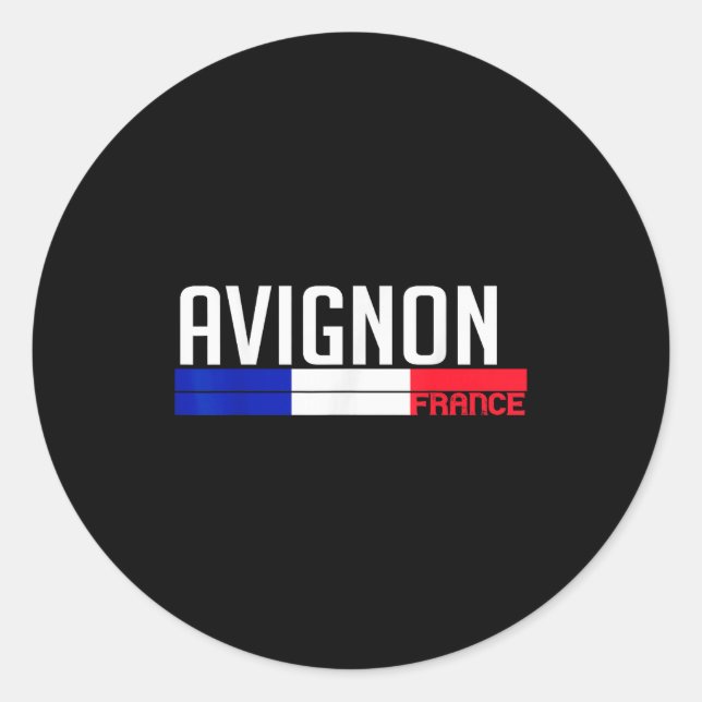 Sticker Rond Avignon France Flag Travel Souvenir For Locals And (Devant)