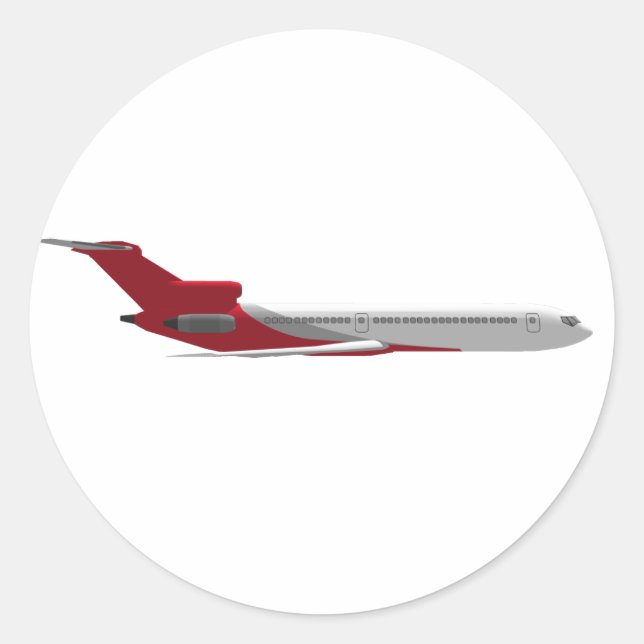 Sticker Rond Avion à réaction commercial : Modèle 3D : (Devant)