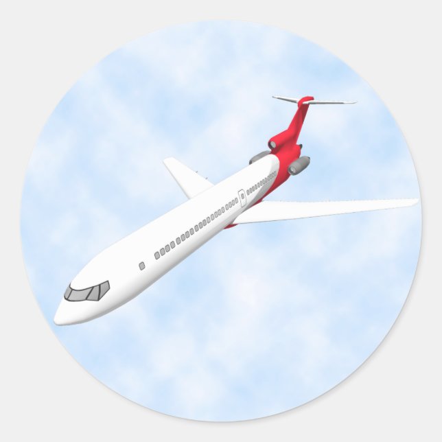 Sticker Rond Avion à réaction commercial : Modèle 3D : (Devant)