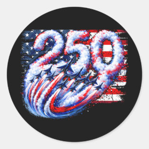 Sticker Rond Avion à réaction de combat 250 ans américain 1776