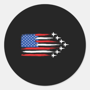 Sticker Rond Avion à réaction de combat Drapeau américain Avion