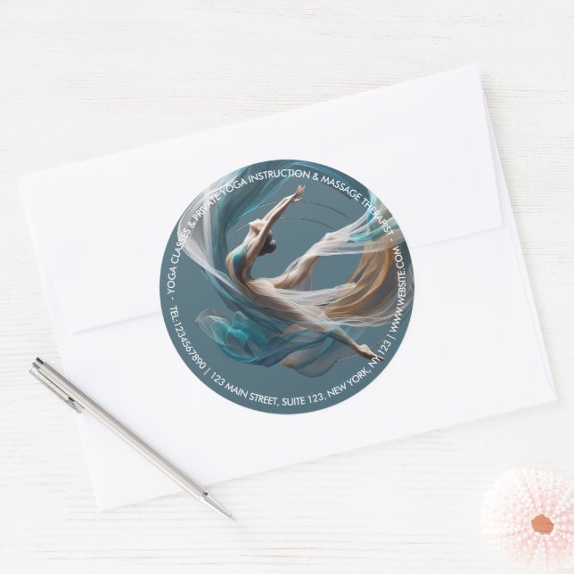 Sticker Rond Avion Air Yoga Instructeur Pilates Fitness (Enveloppe)