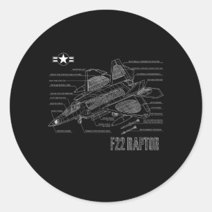Sticker Rond Avion américain de chasse furtive F22 Raptor Bluep