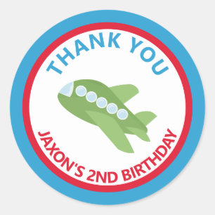 Sticker Rond Avion Anniversaire Fête Merci Favoriser