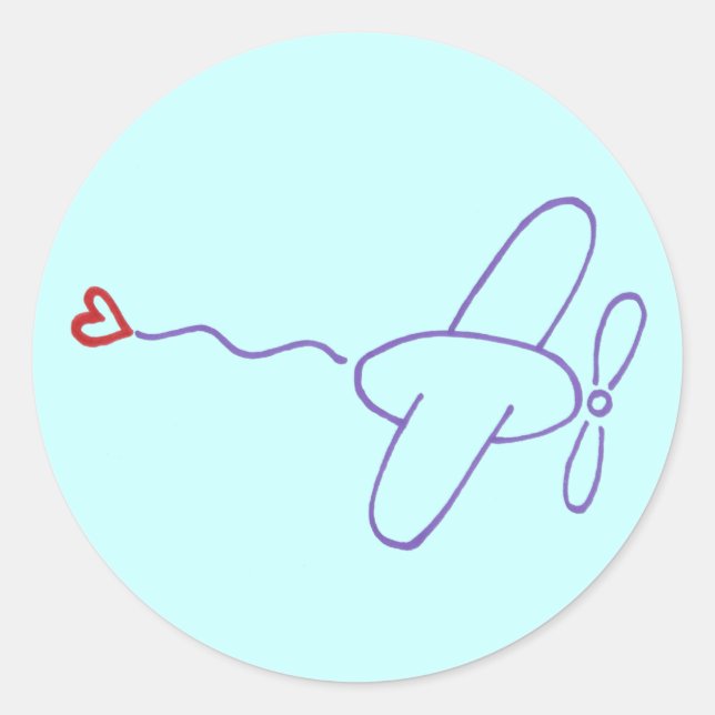 Sticker Rond Avion avec coeur (Devant)