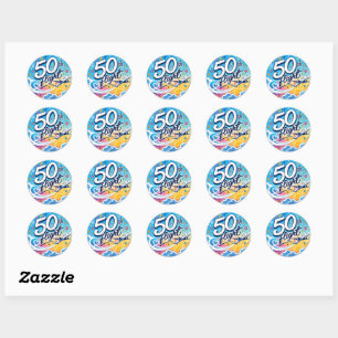 Sticker Rond avion de 50e vol souvenir coloré