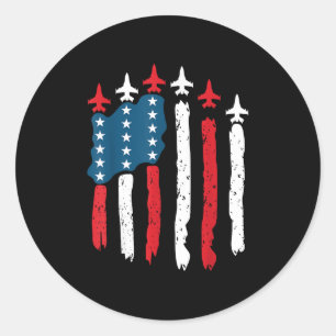 Sticker Rond Avion de chasse Avion Usa Drapeau 4 juillet Patrio