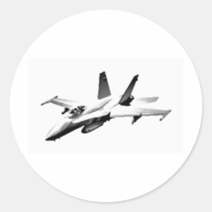 Sticker Rond Avion de chasse blanc du frelon F/A-18