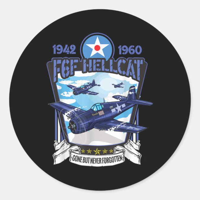 Sticker Rond Avion de chasse F6f Hellcat de la Seconde Guerre m (Devant)