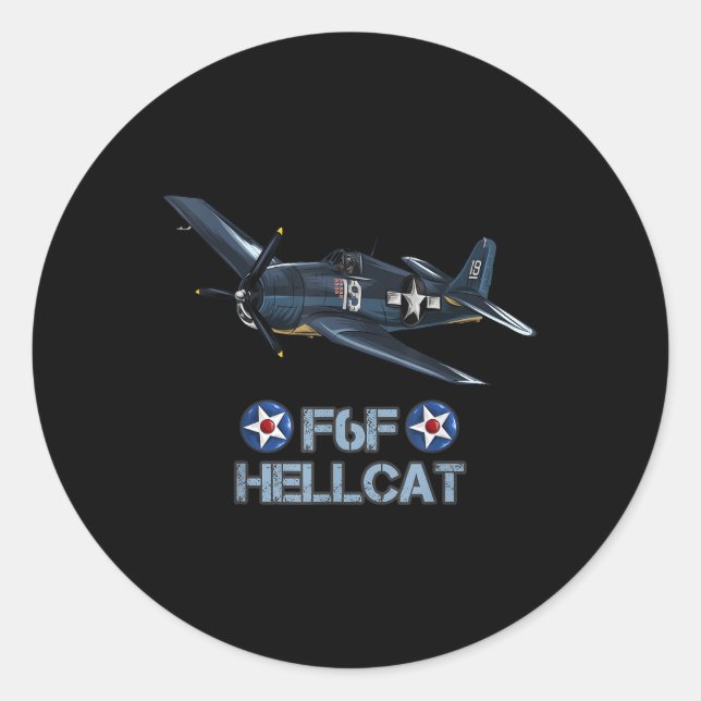 Sticker Rond Avion de chasse F6f Hellcat de la Seconde Guerre m (Devant)