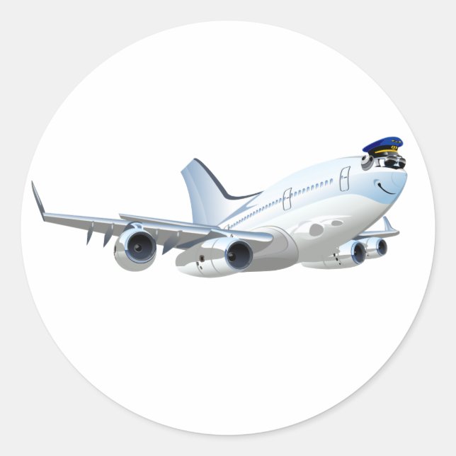 Sticker Rond Avion de dessin (Devant)