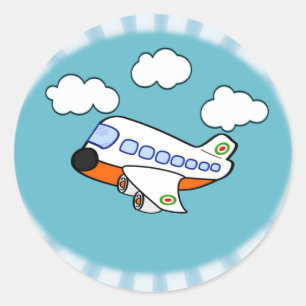 Sticker Rond Avion de dessin