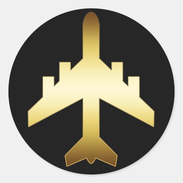 STICKER ROND AVION GOLD JET (Devant)