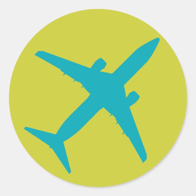 Sticker Rond Avion graphique en bleu aqua (Devant)