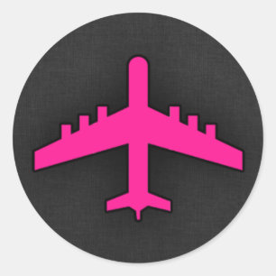 Sticker Rond Avion rose chaud