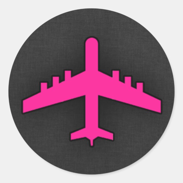 Sticker Rond Avion rose chaud (Devant)