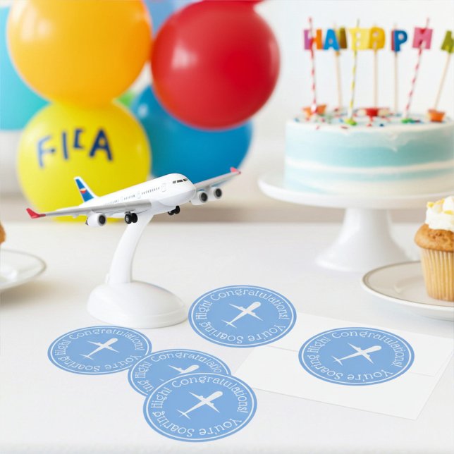 Sticker Rond Avion sur mesure sur Blue Congrats en forte ascens (Créateur téléchargé)