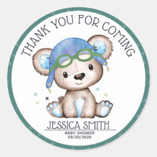 Sticker Rond Avion Teddy Bear