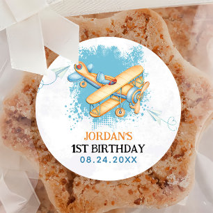 Sticker Rond Avion vintage 1er anniversaire