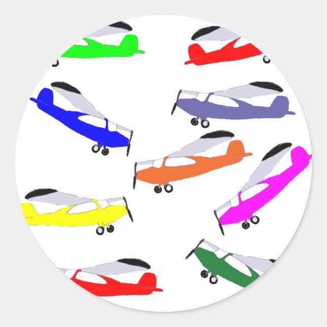 Sticker Rond Avions Arc-en-Ciel (Devant)