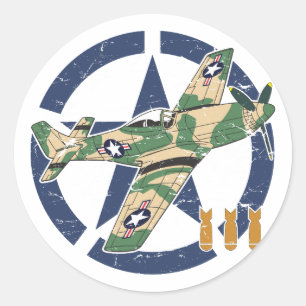 STICKER ROND AVIONS DE LA SECONDE GUERRE MONDIALE