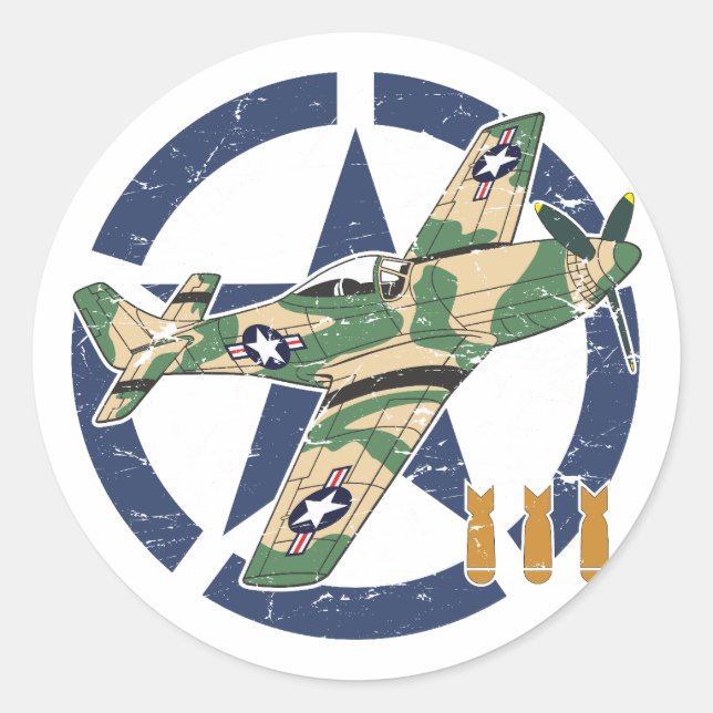 STICKER ROND AVIONS DE LA SECONDE GUERRE MONDIALE (Devant)