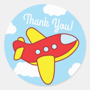 Sticker Rond Avions et Jets Cute Kid's Birthday Party