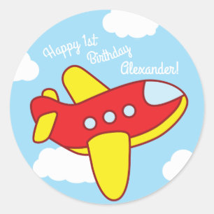 Sticker Rond Avions et Jets Cute Kid's Birthday Party