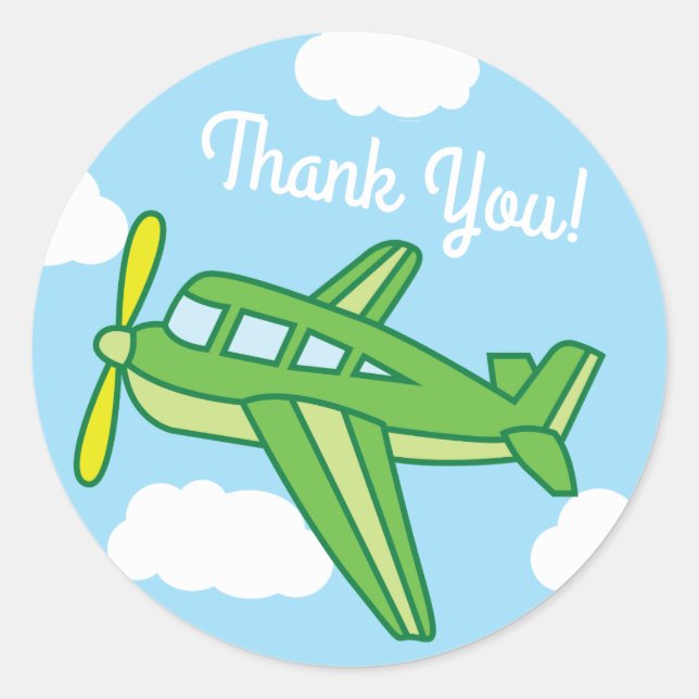 Sticker Rond Avions Jets Cute Kid's Birthday Party (Devant)