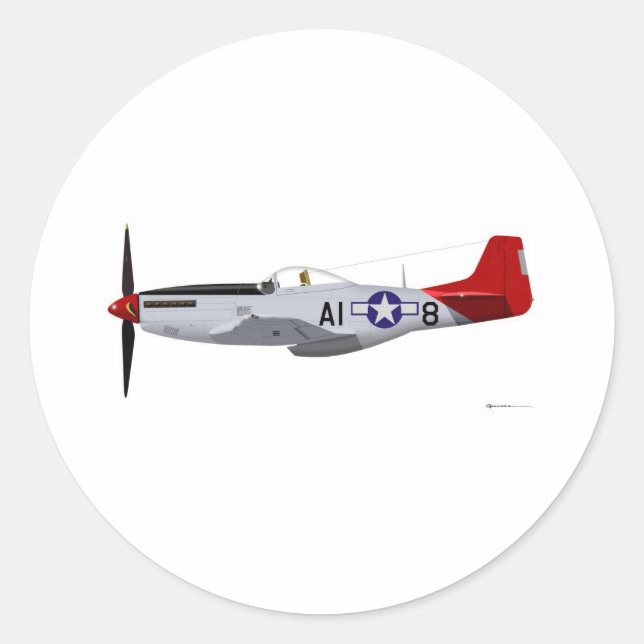 Sticker Rond Avions nord-américains P-51D Mustang Tuskegee (Devant)