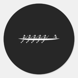 Sticker Rond Aviron Skeleton Row Boats Paddle Coxswain Hallowee