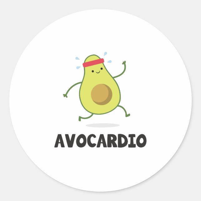 Sticker Rond Avo Cardio Drôle Exercice Tropical Fruit Avocado (Devant)