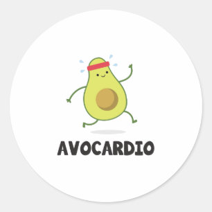 Sticker Rond Avo Cardio Drôle Exercice Tropical Fruit Avocado
