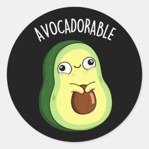 Sticker Rond Avoc adorable Funny Avocado Pun Dark BG