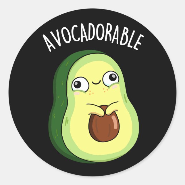 Sticker Rond Avoc adorable Funny Avocado Pun Dark BG (Devant)