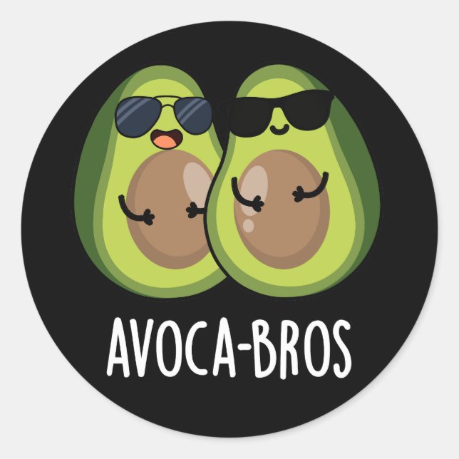 Sticker Rond Avoca bros Drôle Avocado Pun Dark BG (Devant)