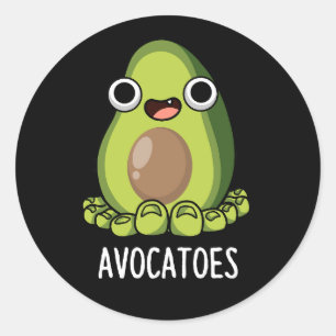 Sticker Rond Avoca-orteils Drôle Avocado Puns Dark BG