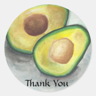 Sticker Rond Avocado en Merci aquarelle