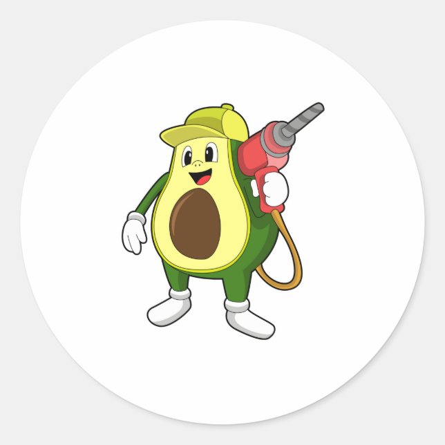 Sticker Rond Avocado en tant que artisan avec exercices (Devant)